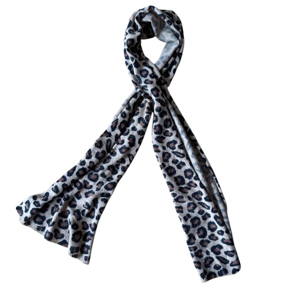 Christian Siriano Cashmere Scarf Long Leopard Print Brown Black - Picture 1 of 4